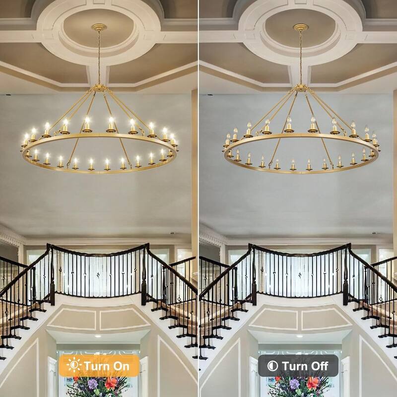 Luxury Wheel Chandelier, 16-54 Lights Single or Double Layer Round Pendant Light