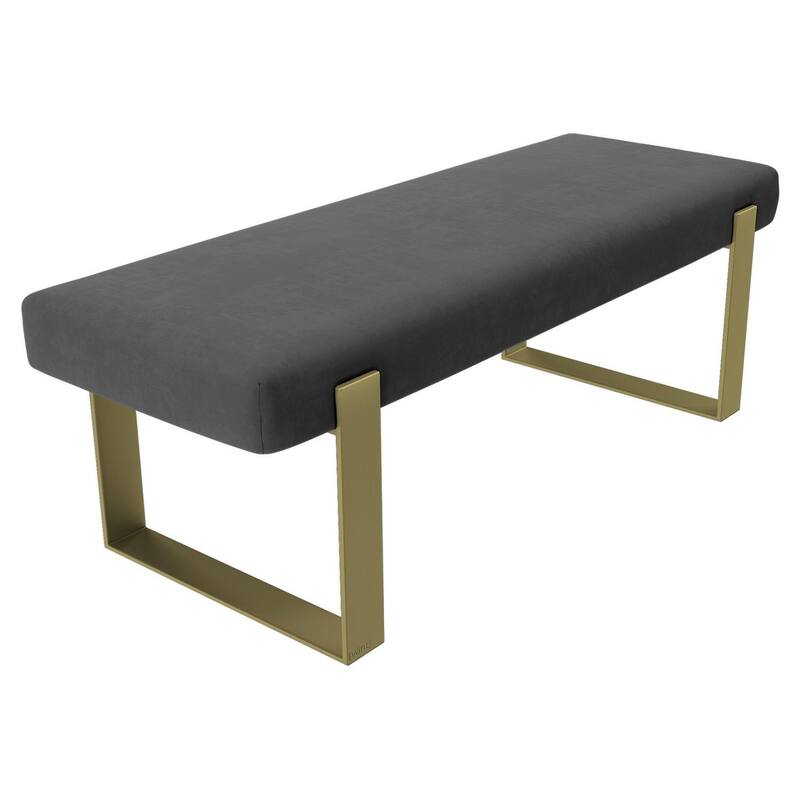 Vant Upholstered Bed Bench - Micro Suede Charcoal Grey-Burnished Brass