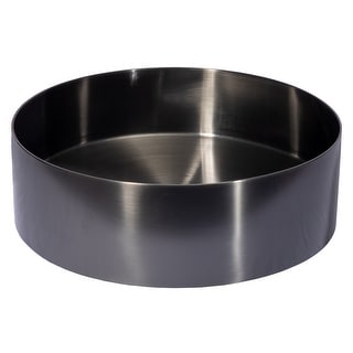 Round 15-in Stainless Steel Vessel Sink in Black with Drain