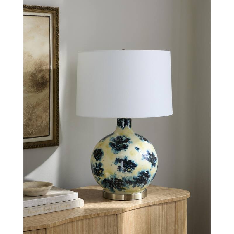 Livabliss Snicarte Traditional Accent Table Lamp - 27"H x 17"W x 17"D - Yellow/White