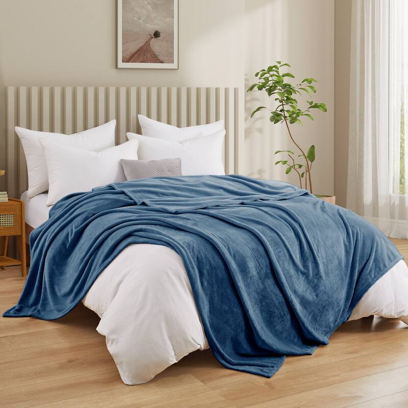 Lightweight Plush Fuzzy Flannel Blanket, Rversible Soft Throw Blanket