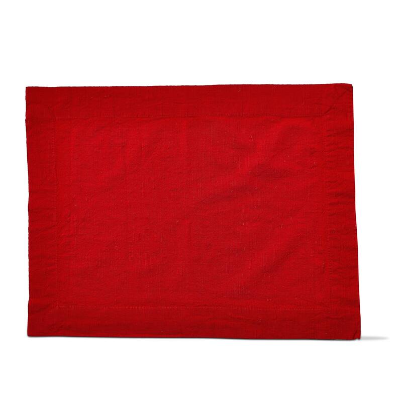 Threads Slub Red Cotton Placemat, 19"L x 14.5"W, 2" Hem