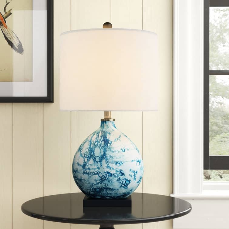 Maxax 23" Bedside Blue Glass Table Lamp