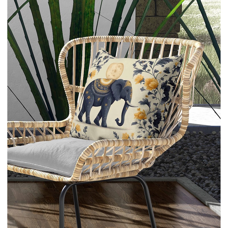 Moonbeam Elephant Indoor/Outdoor Reversible Throw Pillow Gray and Orange