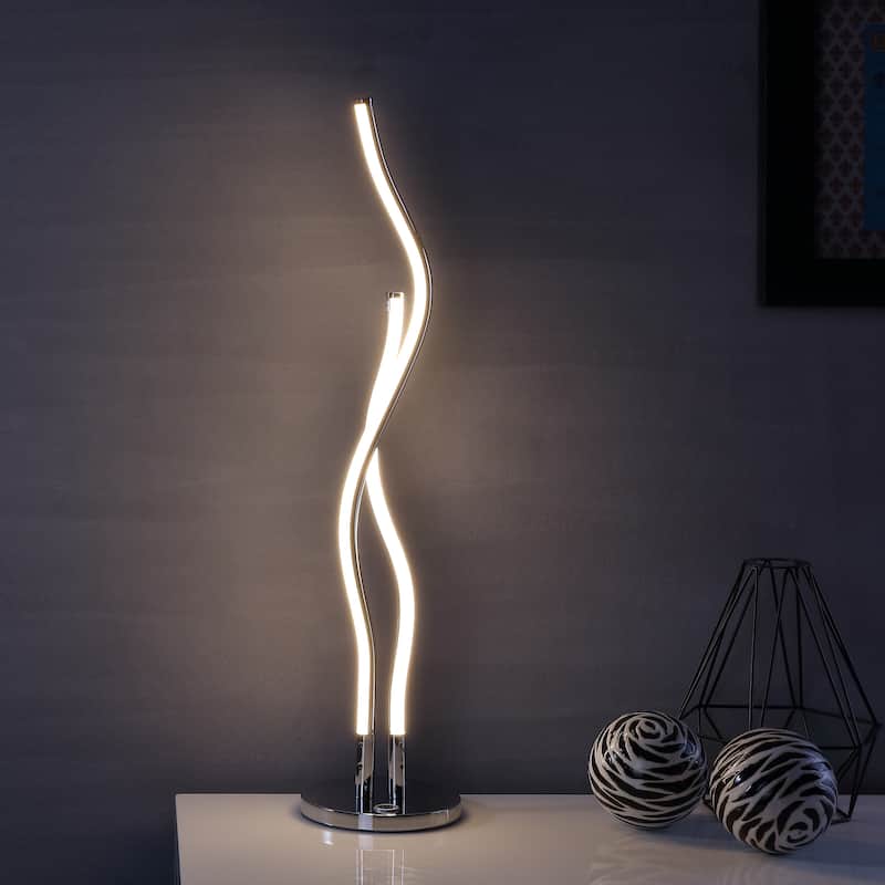 Keira 26.25" LED Integrated Table Lamp, Chrome by JONATHAN Y