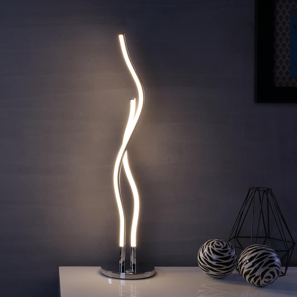 Keira 26.25" LED Integrated Table Lamp, Chrome by JONATHAN Y