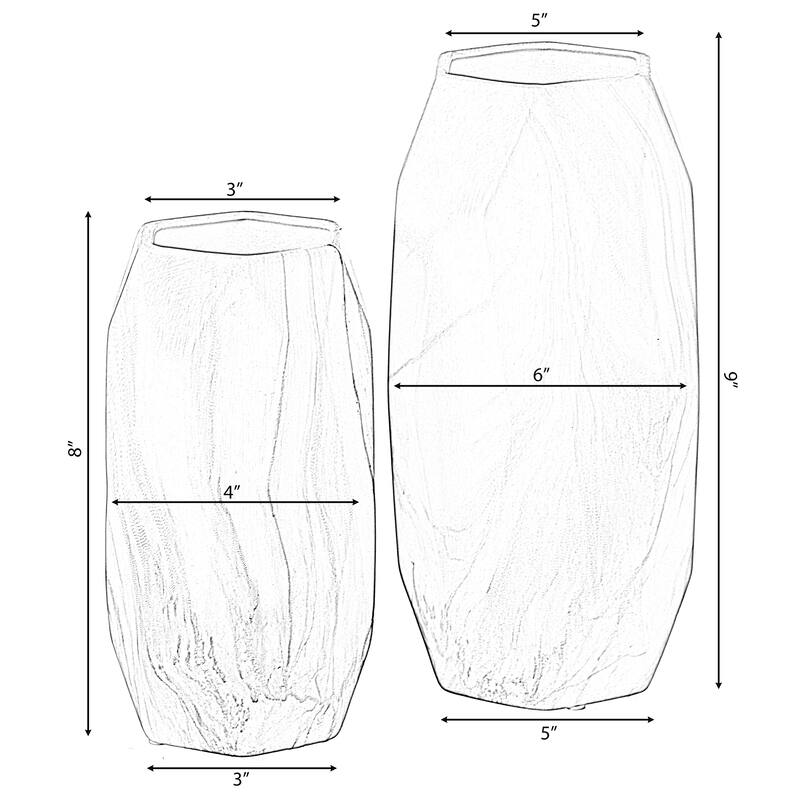 Contemporary ceramic table vase featuring a marble look design and geometric shape, ideal as a flower holder