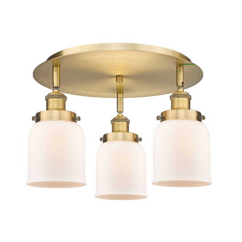 Innovations Lighting Bell - 3 Light 17" Flush Mount - Brushed Brass/Matte White