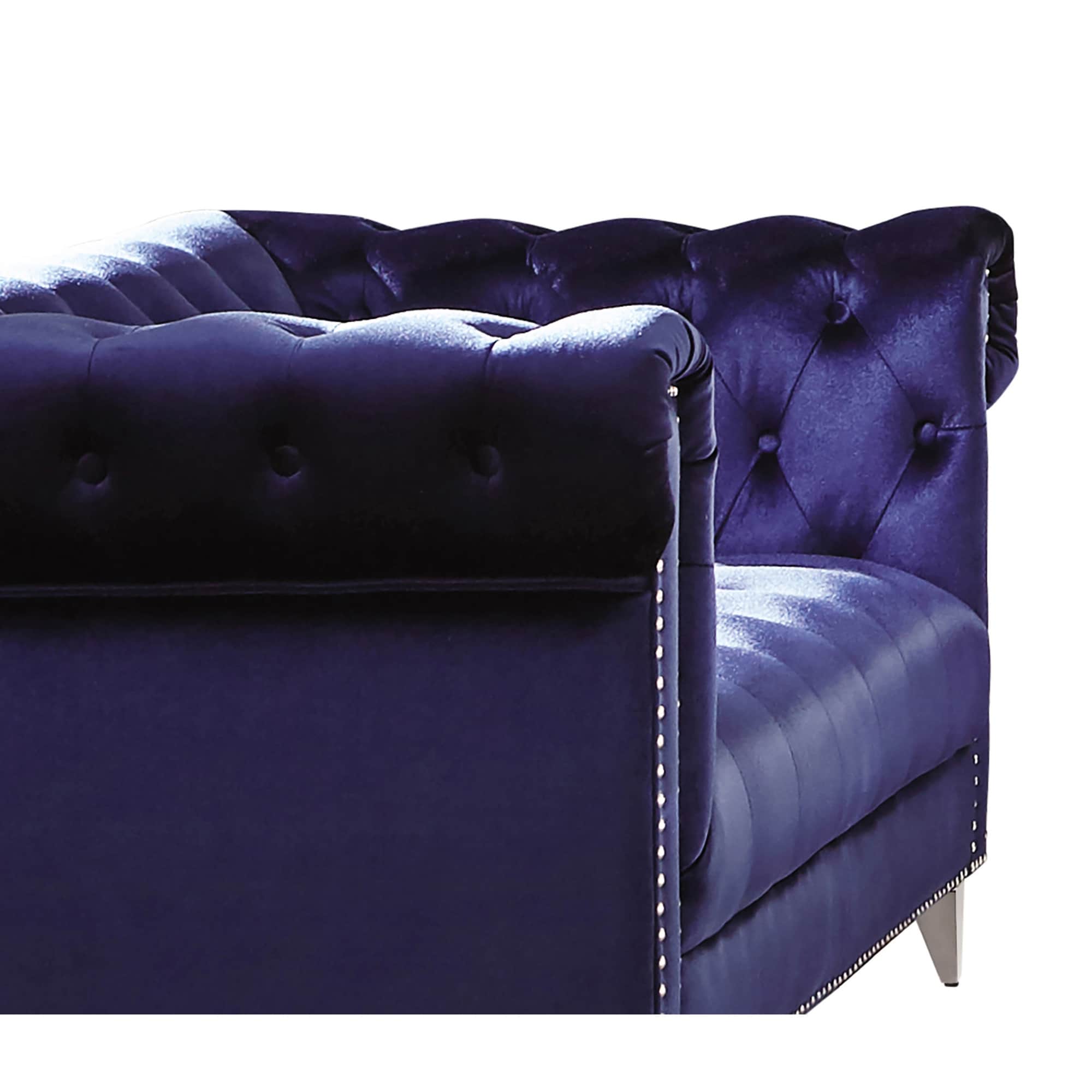 Coaster Home Furnishings Bleker 2-Piece Tuxedo Arm Blue Living Room Set