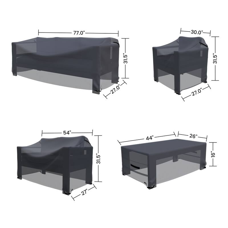 Forever Patio Outdoor Seating Group Cover Set ( Set of 5 ) - 31 x 76 x 26