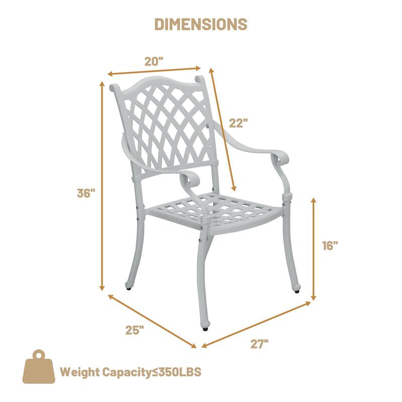Woven Diagonal Cast Aluminum Dining Chair-Antique Bronze