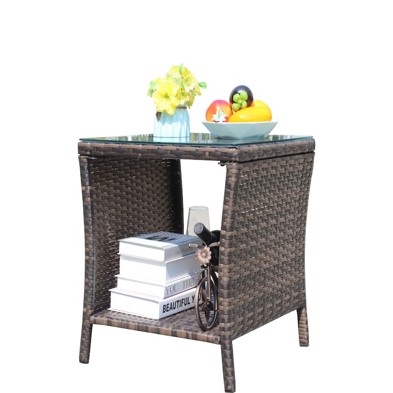 Outdoor patio Furniture 1 Coffee table with clear tempered glass