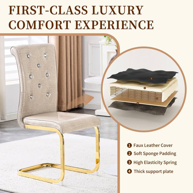 Dining Chair Side Chair Kitchen Chair Leisure Chair Lounge Chair Office Chair Beige Gold Armless Chair with Metal Legs