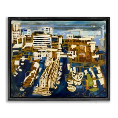 Stupell Bold Abstract Cityscape Framed Floater Canvas Wall Art Design By Erin McGee Ferrell