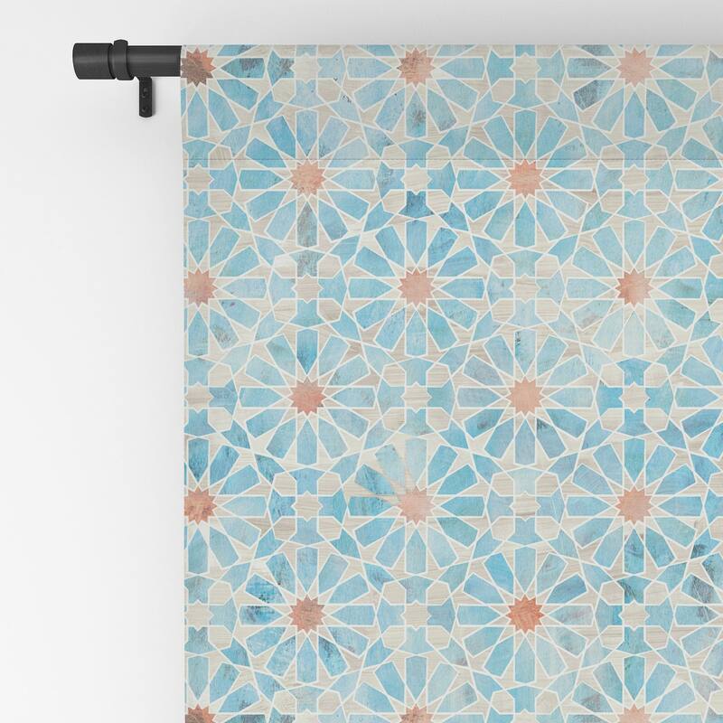 Blackout Hara Tiles Light Blue Made-to-Order Curtain Panel (One Panel)