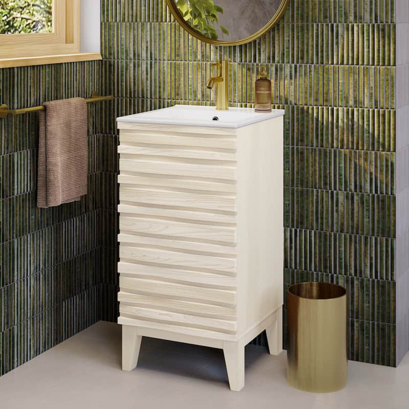 Cascade 18" Freestanding Bathroom Vanity In White Oak With Sink Top - 18