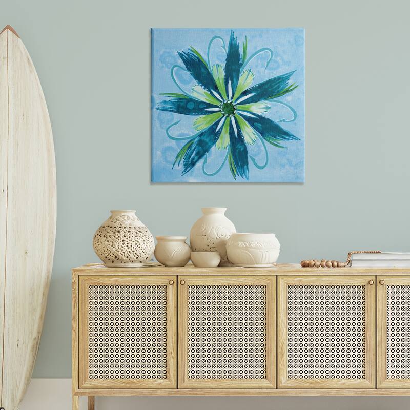 Stupell Blue & Green Abstract Flower Canvas Wall Art Design By Liz Jardine