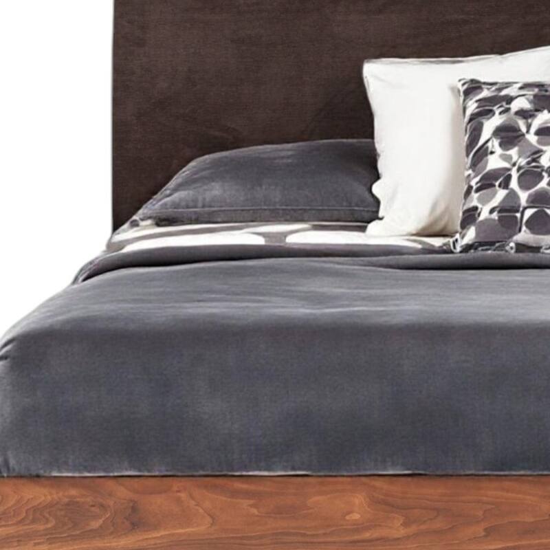 HomeRoots Brown Wood Upholstered King Bed Frame