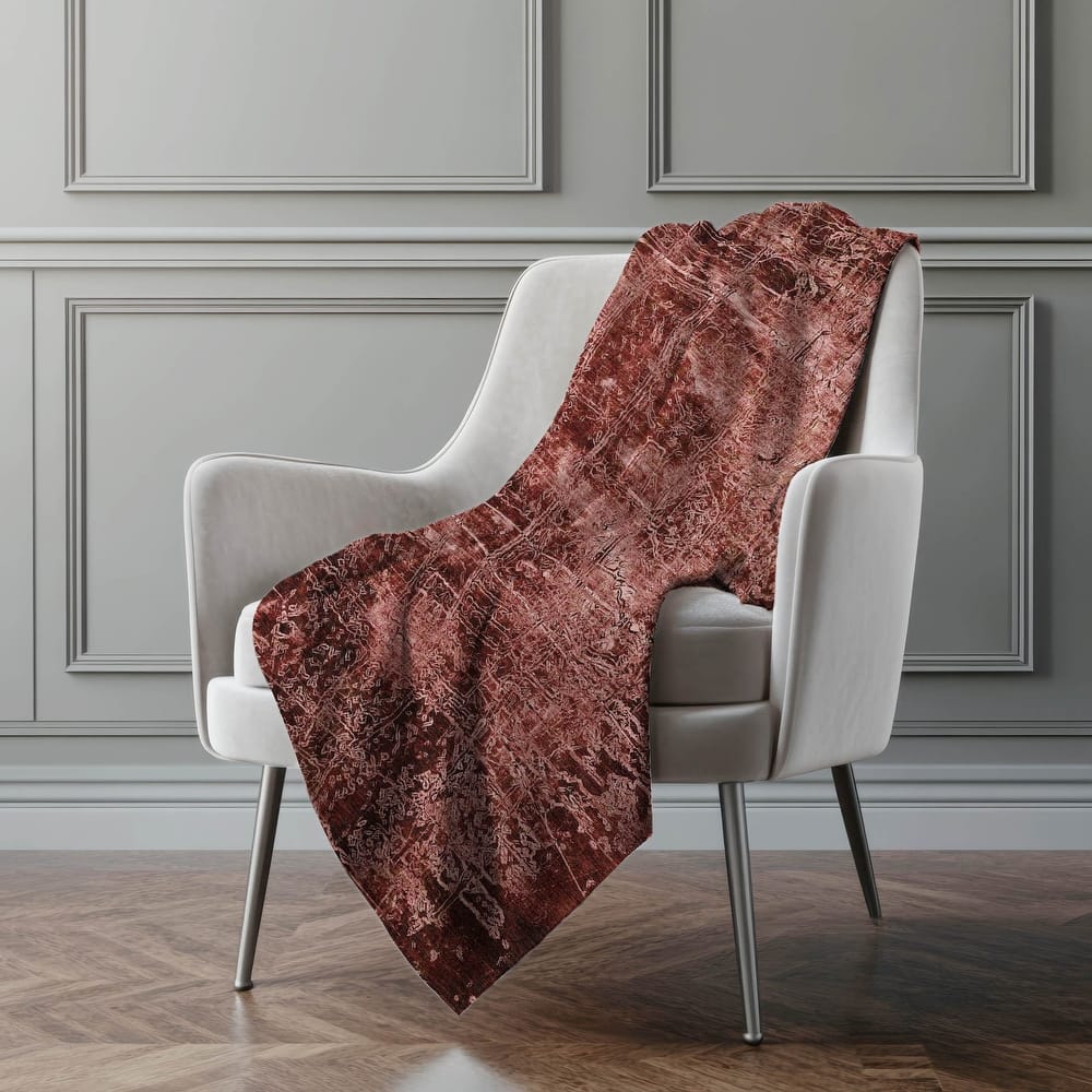 Premium Machine Washable Solid Imprints Sherpa Throw Blanket