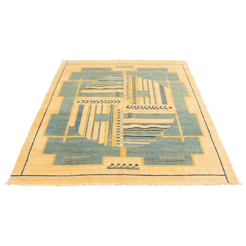 ECARPETGALLERY Hand-knotted Finest Peshawar Ziegler Blue Wool Rug - 8'0 x 10'0