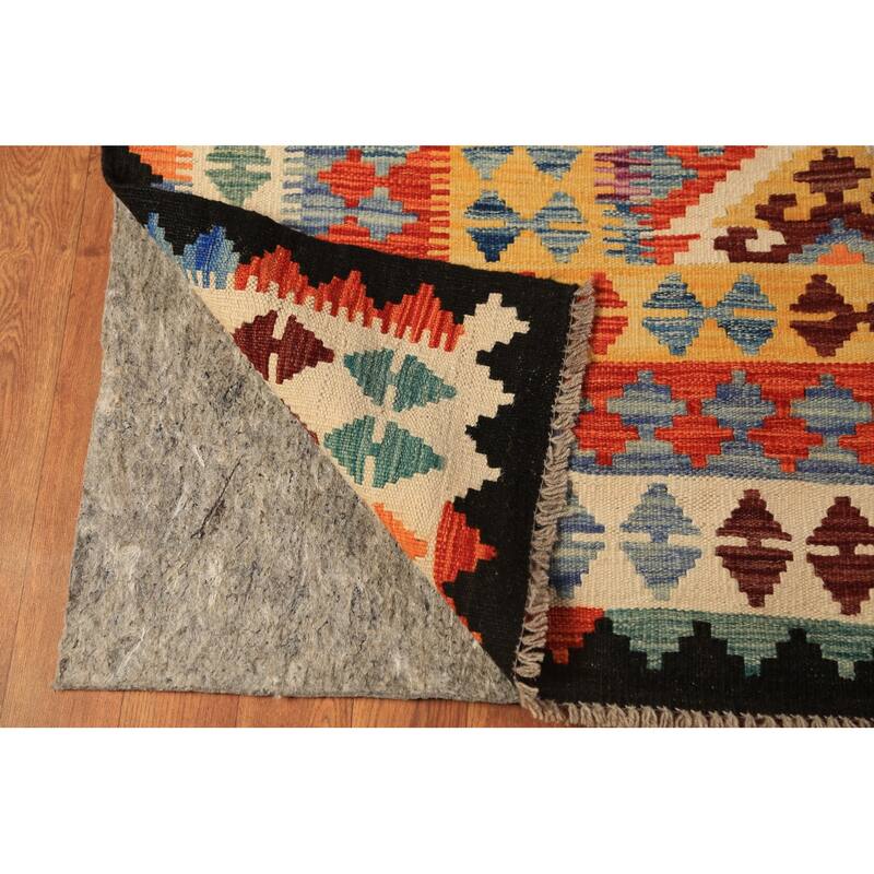 Colorful Trellis Kilim Oriental Rug Flatweave Geometric Wool Carpet - 8'5"x 10'3"