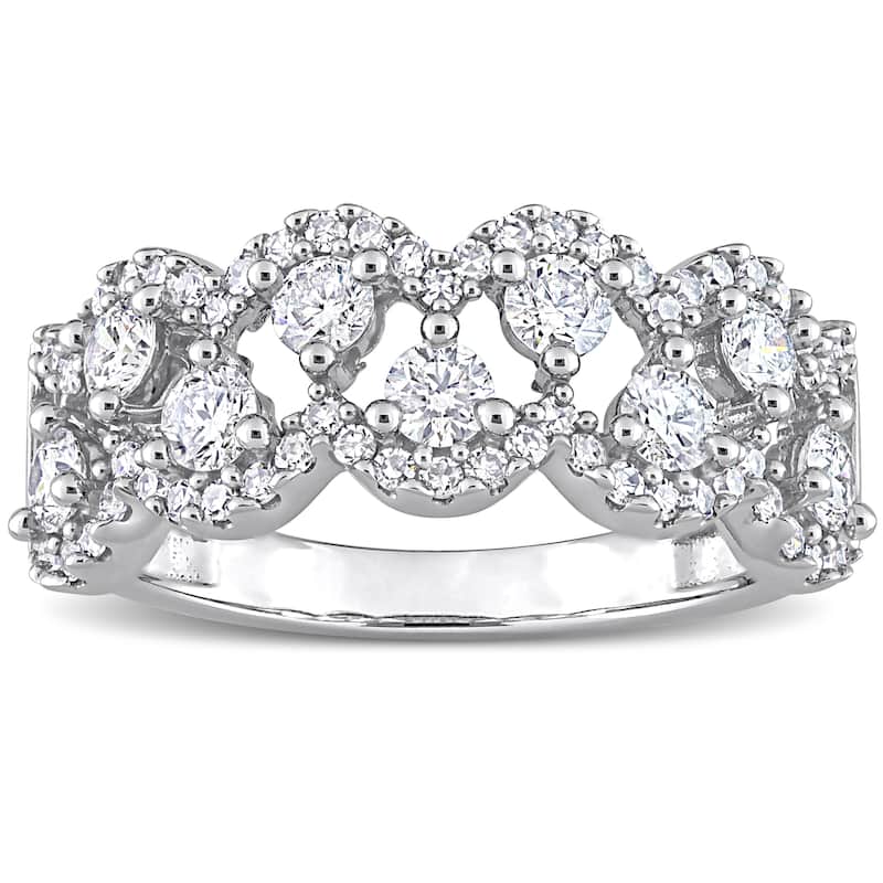 Miadora 1ct TDW Diamond Criss-Cross Anniversary Ring in 14k White Gold