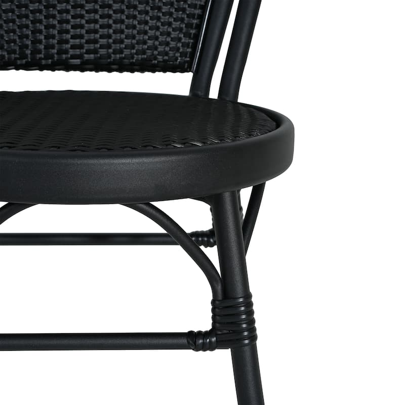 Scott Living Idle Hour Outdoor Black Bistro Chair Metal Frame Woven Wicker