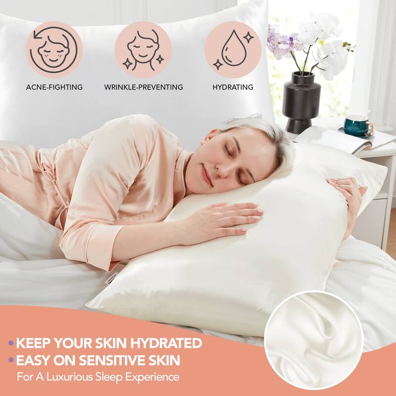 Deconovo 100% Pure Mulberry Silk Pillowcase With 22 Momme 6A High Grade Fibers