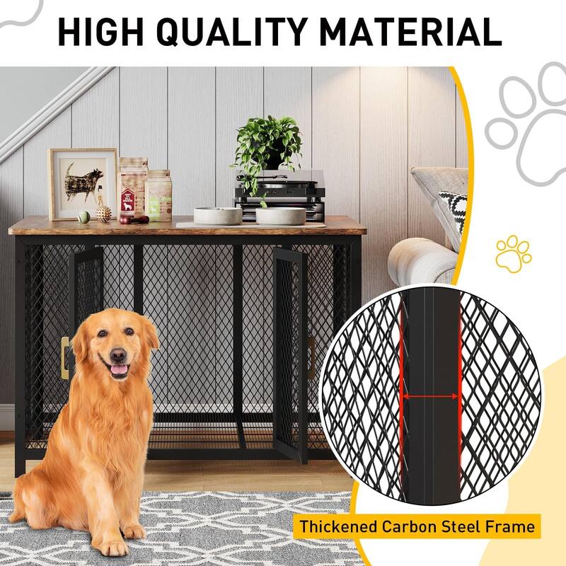 Large Dog Crate Furniture with Top Opening, End Table Design