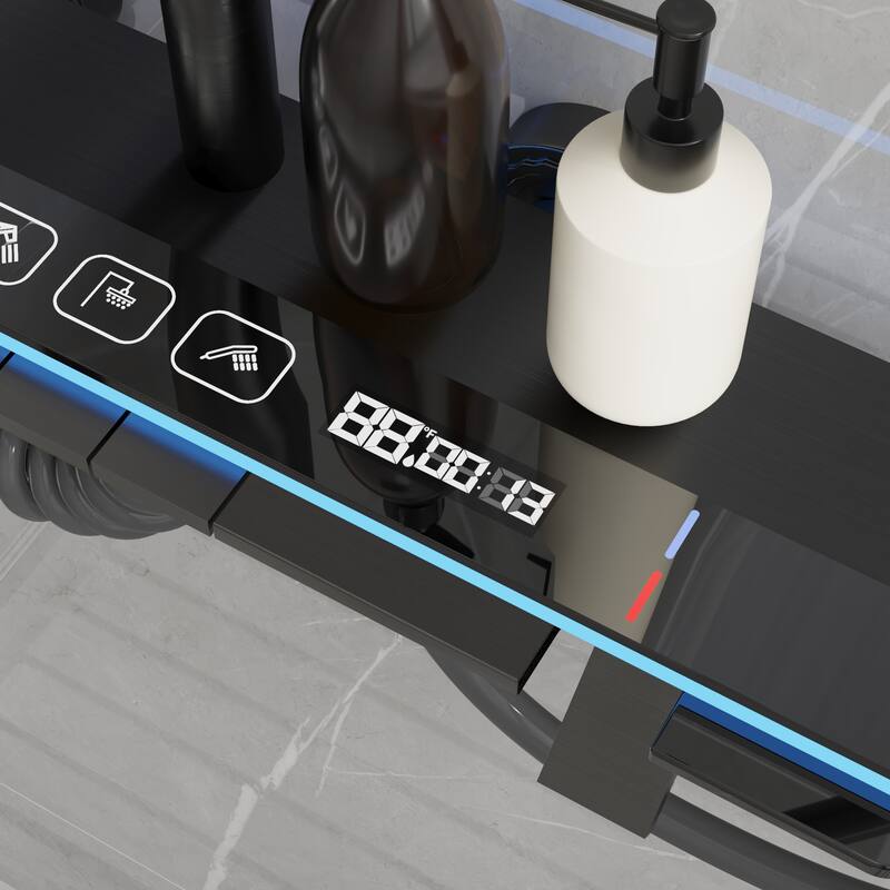 4-In-1 Rainfall Shower System with LED Temperature Display, Gunmetal Gray Shower Faucet Set with Handheld Shower, Spray Gun