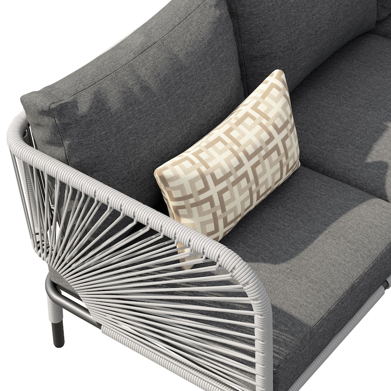 Corvus Serenity 3-Seat Patio Wicker Sofa with Sunbrella Lumbar Pillows