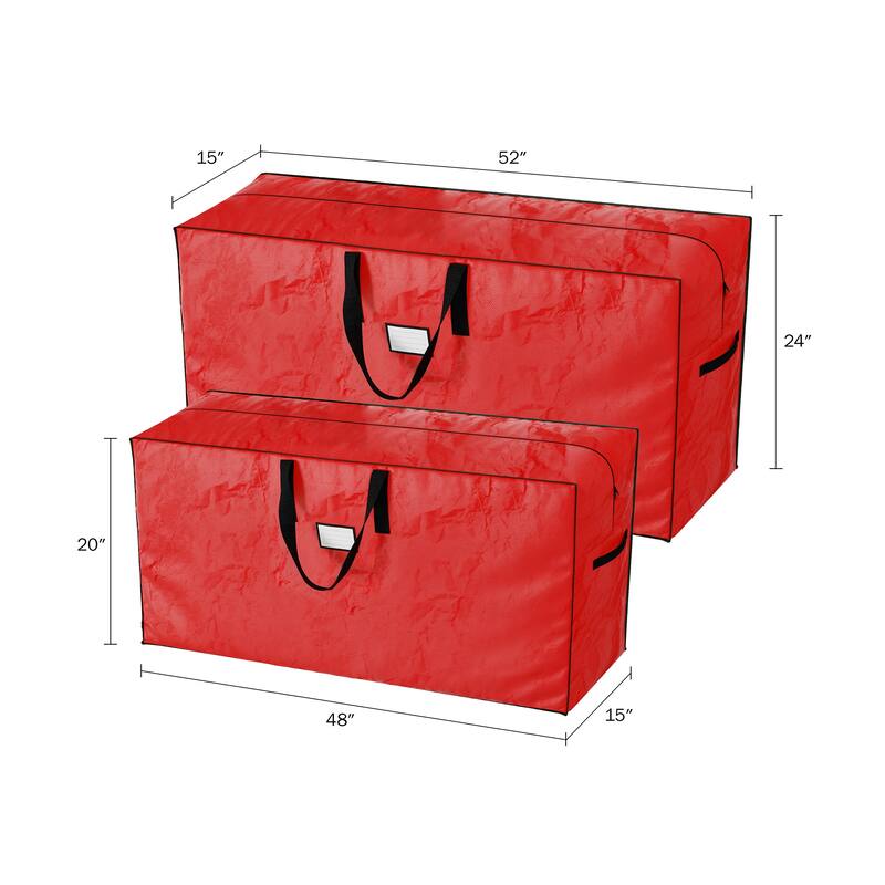 Christmas Tree Storage Bags - Set of 2 Woven Totes for up to 16-Foot Artificial Trees by Elf Stor (Red)
