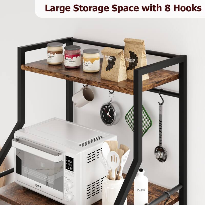Kitchen Bakers Rack, Microwave Oven Stand with 2 Large Wire Basket