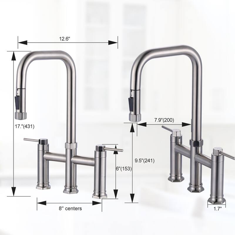 WOWOW Double Handle Pull Down Kitchen Faucet