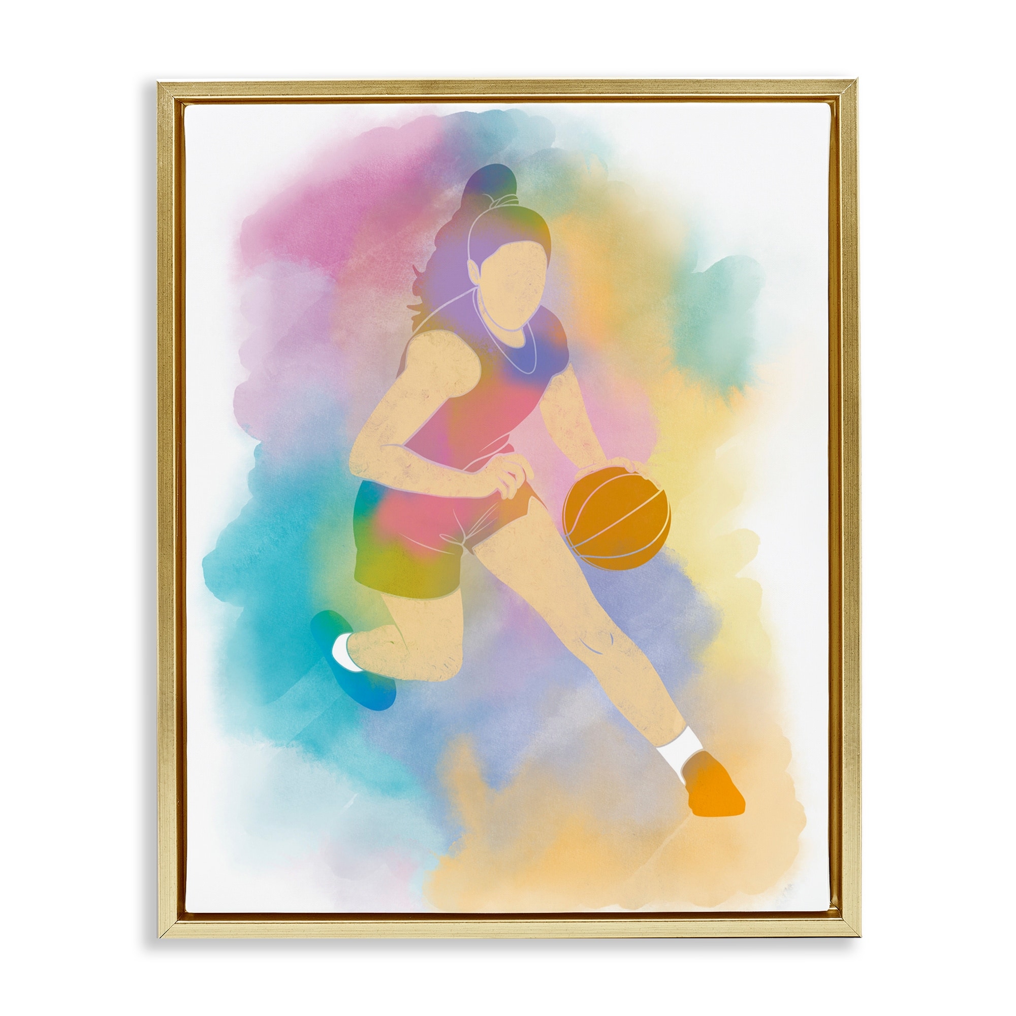 Stupell Colorful Sports Basketball Framed Floater Canvas Wall Art Design By Marcus Prime