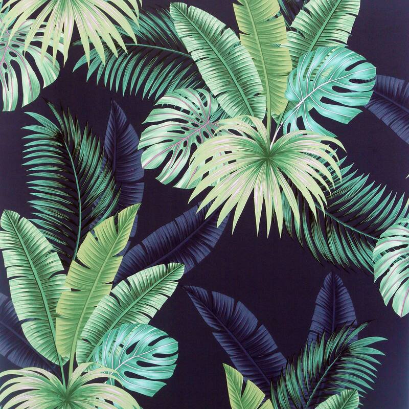 Arthouse Miami Navy Palms Wallpaper - Blue