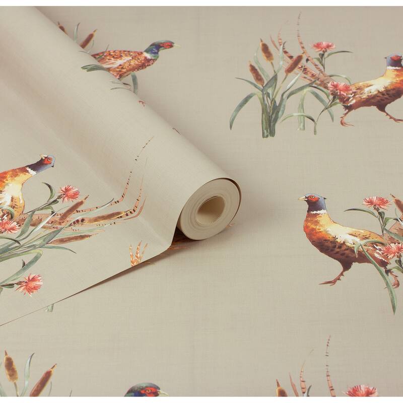 Arthouse Eustace Neutral Pheasant Meadow Wallpaper