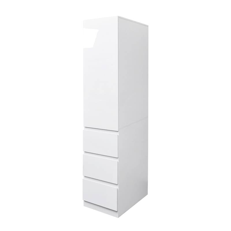Kitchen Pantry Storage Cabinet, Modern High-Gloss Cabinets with Drawer Food Pantry Cupboard with Doors & Shelves for Dining Room