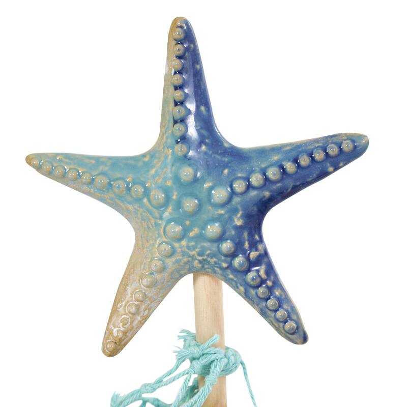 Ceramic Sea Life Handmade Ombre Decorative Sculpture with Cylinder Block Bases - Set of 3 Blue - Roche River Decor