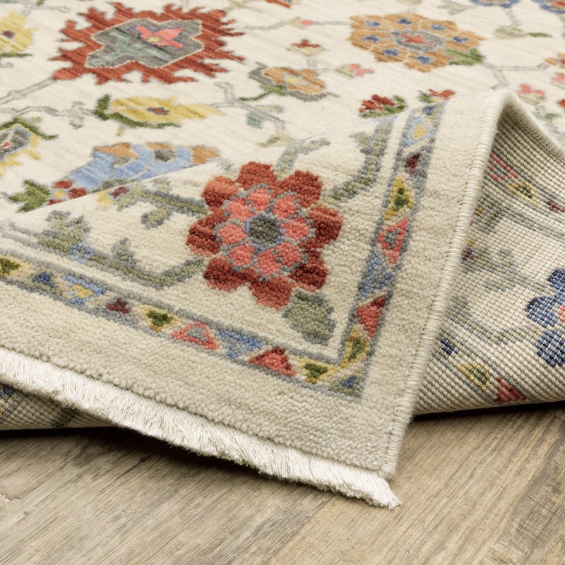 Style Haven Lawson Traditional Floral Wool Fringe Edge Area Rug