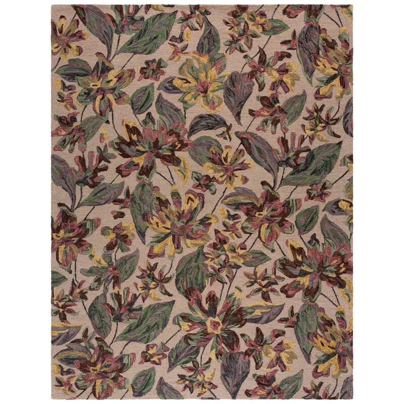 SAFAVIEH Handmade Blossom Clasien French Country Floral Wool Rug - 9' x 12' - Pink/Gold