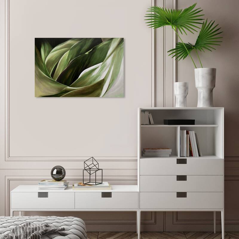 Wynwood Studio Canvas Abstract Olive Perspective Green and Army Green Glam Wall Art Canvas Print - 16 x 24