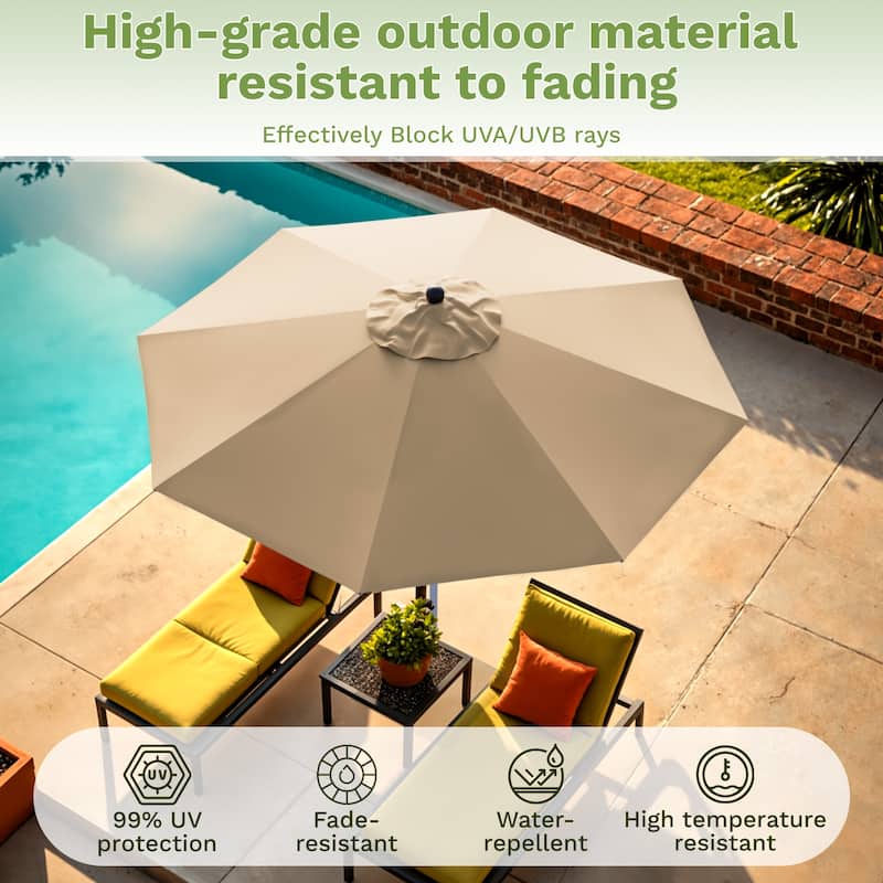 Patiowell 9FT Outdoor Electric Patio Umbrella With Base,Outdoor Table Umbrella,Yard Umbrella,One-click Start And Crank