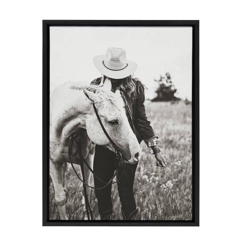 Kate and Laurel Sylvie Photo Silver Horse Framed Canvas by The Whiskey Ginger