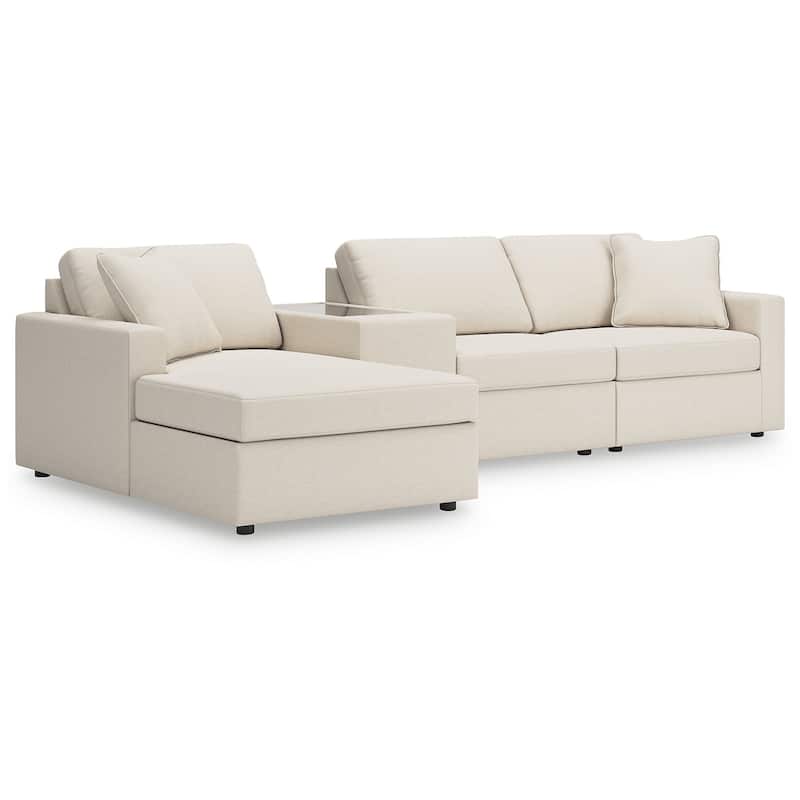 Signature Design by Ashley Modmax 4-Piece Sectional with Chaise and Storage Console - 126"W x 68"D x 36"H - White - Left Facing