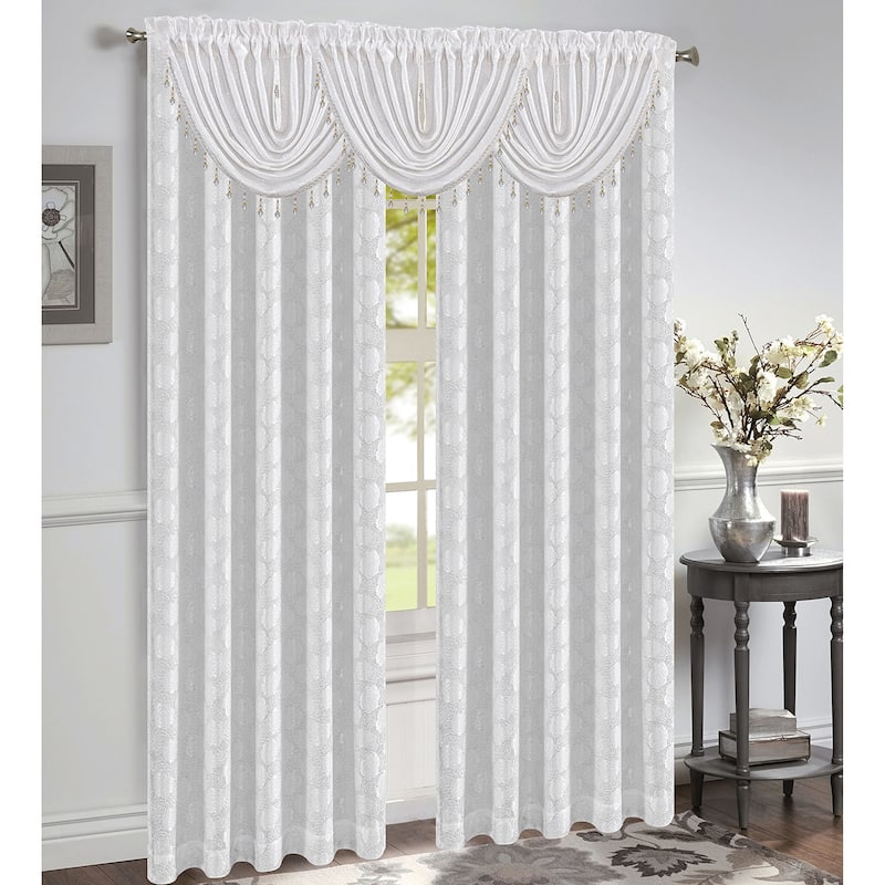 Margie Jacquard Rod Pocket Window Panel, 54x84 Inches - White