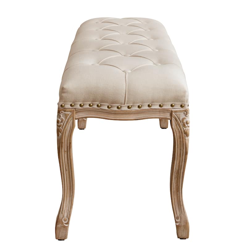 Retro Patterned Legs 45.2In.W Padded Bench - 45.2" W X 14.6" D X 18.3" H