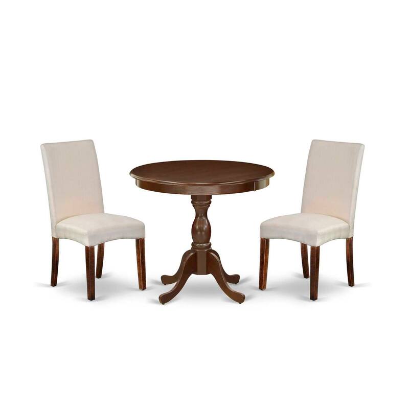 3-Piece Mahogany Finish Solid Wood Top Dining Room Set with High Back (Seats-4)