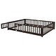 preview thumbnail 28 of 34, Queen size Floor Platform Bed with Fence Guardrails and Door