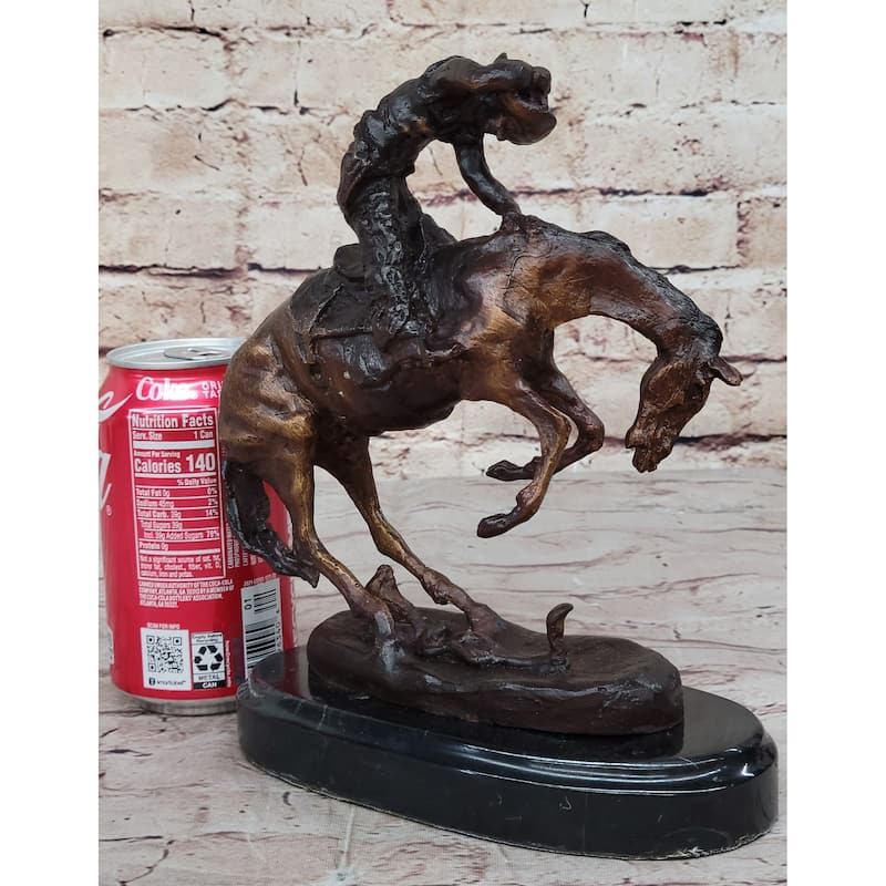 RattleImitative snake Frederic Remington Bronze On Marble Desktop Statue Sculpture 9 Inches X 8 Inches